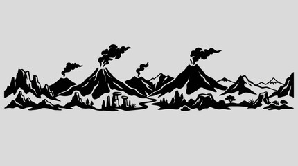 Volcanic mountain landscape panorama © StyloPink