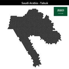 Obraz premium Map of Saudi-Arabia region Tabuk in small hexagonal dots