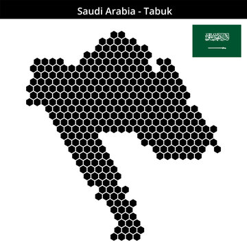 Map of Saudi-Arabia region Tabuk in medium hexagonal dots