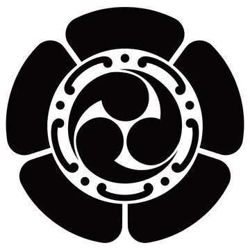 家紋です。変わり瓜に三つ巴といいます