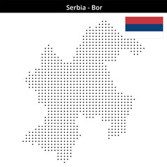 Obraz premium Map of Serbia region Bor in small size square dots