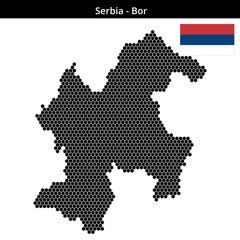 Obraz premium Map of Serbia region Bor in small hexagonal dots