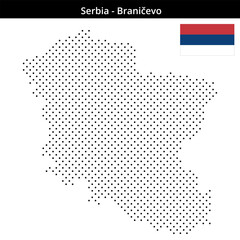 Fototapeta premium Map of Serbia region Braničevo in small cross shaped dots