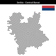 Obraz premium Map of Serbia region Central-Banat in concentric medium dots