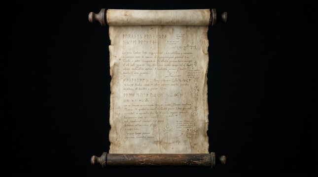 Ancient handwritten scroll with historical text and symbols.