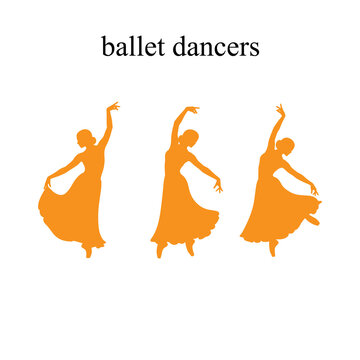 Three ballet dancers in graceful poses performing on stage