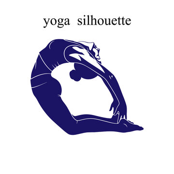 Woman practicing yoga in a forward bend pose silhouette style