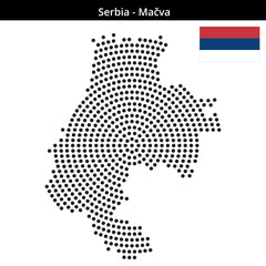 Obraz premium Map of Serbia region Mačva in concentric medium dots