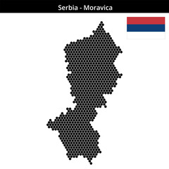 Obraz premium Map of Serbia region Moravica in small hexagonal dots