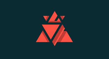 Fototapeta premium Red geometric shapes forming a 3D abstract design on a dark teal background