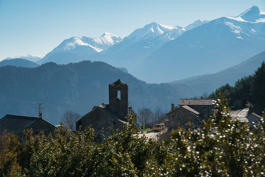 The village of Tella, located in the province of Huesca in the Aragonese Pyrenees. Spain