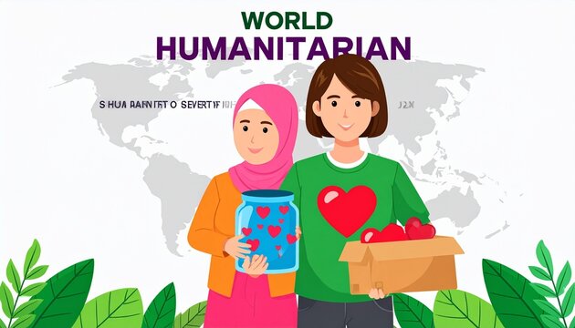 Humanitarian giving with hearts and unity.