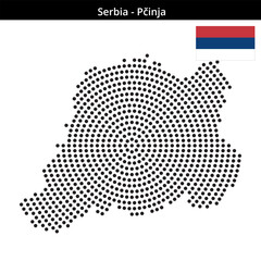 Fototapeta premium Map of Serbia region Pčinja in concentric medium dots