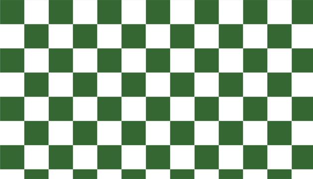 Green and White Checkered Pattern - Classic Checkerboard Background Vector Illustration, Geometric Tile Design for Racing and Decorative Projects