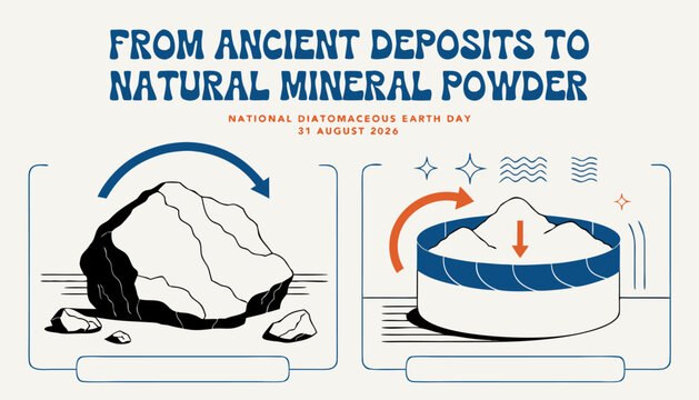 Informative infographic showing the process of natural diatomaceous earth production