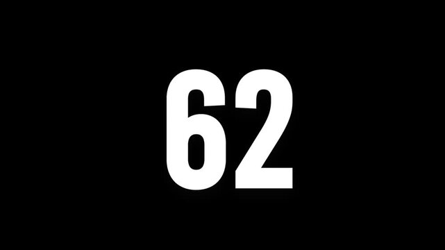 Pixel numeral 62, number sixty two, alpha channel, alphabet and letters in pixel style with a transparent background