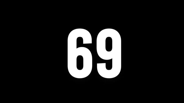 Pixel numeral 69, number sixty nine, alpha channel, alphabet and letters in pixel style with a transparent background