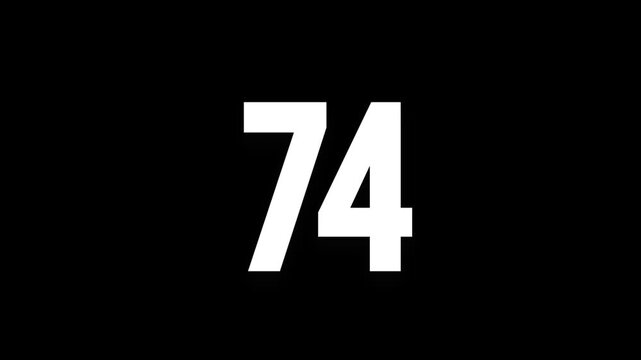 Pixel numeral 74, number seventy four, alpha channel, alphabet and letters in pixel style with a transparent background