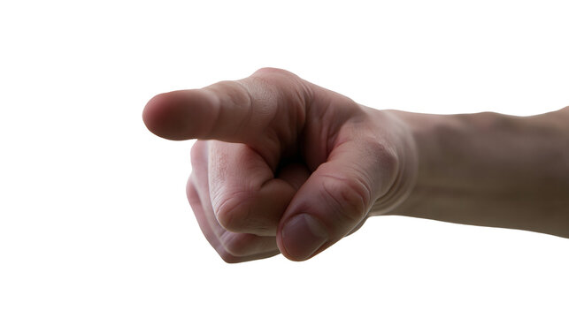 Human hand pointing index finger forward, gesture of direction