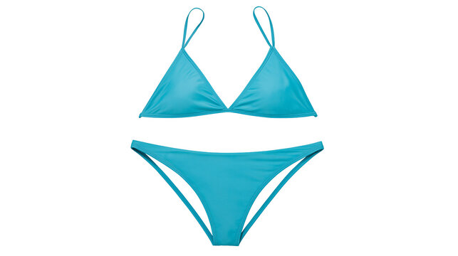 Turquoise blue bikini set with triangle top and brief bottoms