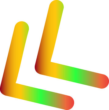 Abstract geometric shape with two colorful yellow and orange l shaped elements isolated on a simple white background Vector