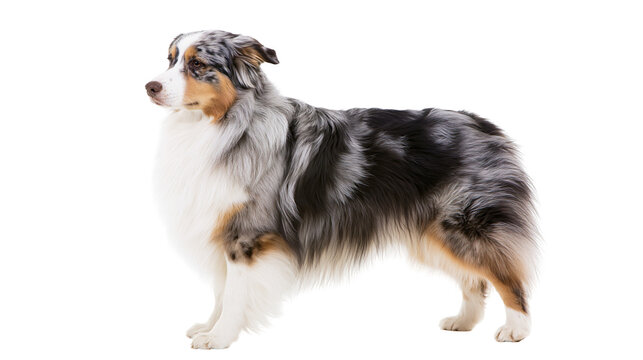 Merle Australian Shepherd standing profile view