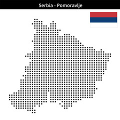 Fototapeta premium Map of Serbia region Pomoravlje in medium size square dots