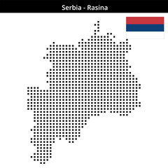 Fototapeta premium Map of Serbia region Rasina in medium size square dots