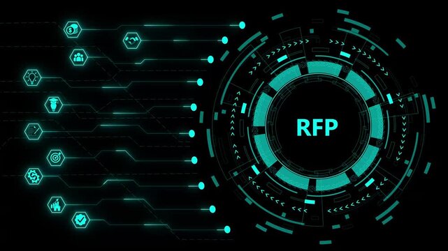 RFP, Request For Proposal. Concept with technology background.