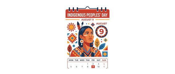 Fototapeta premium Indigenous Peoples Day Calendar Illustration