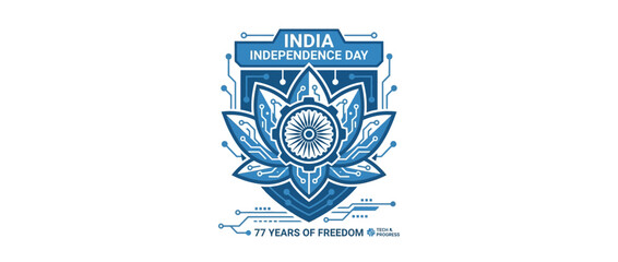 Obraz premium Digital Lotus Emblem Celebrating National Independence Day