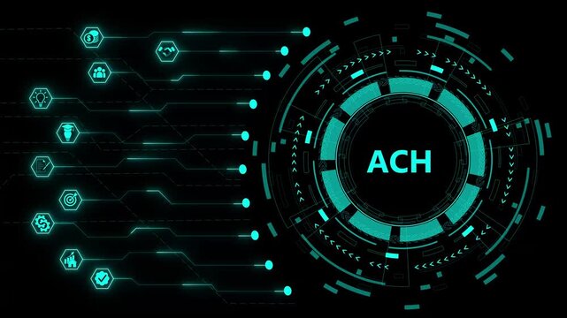 ACH, Automated Clearing House. Concept with technology background.