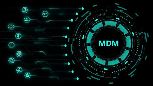 MDM, Mobile Device Management. 4K video. on transparent background.
