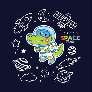 Happy Colorful Baby Crocodile Vector for Kids Apparel Baby Shower and Nursery Theme
