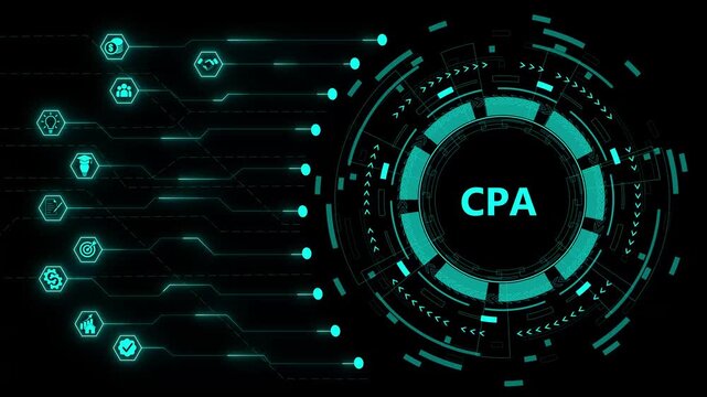 CPA, Certified Public Accountant. Concept with technology background.