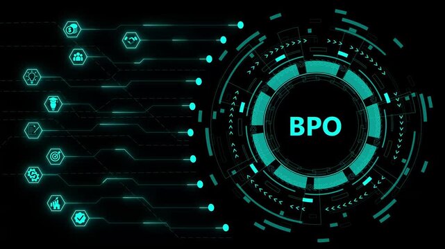 BPO, Business Process Outsourcing. Concept with technology background.