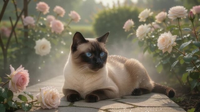 Siamese Cat Dewy Garden Loop