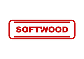 Fototapeta premium Red rectangular stamp or label with the word softwood written in bold capital letters inside a simple frame design isolated on transparent background