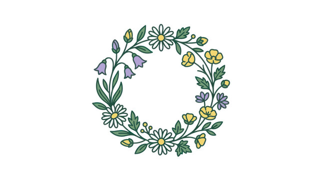 Floral Wreath with Colorful Flowers.