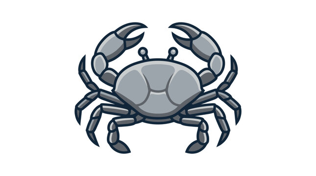 Gray Crab Front View Illustration.