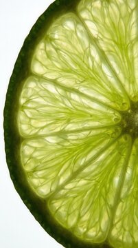 Close-up Macro Shot of Translucent Lime Slice Texture.