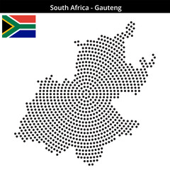 Obraz premium Map of South-Africa region Gauteng in concentric medium dots