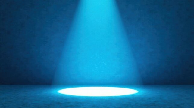 A Single Bright Light Illuminates an Empty Stage, a Mysterious and Serene Blue Hue Casts a Spell