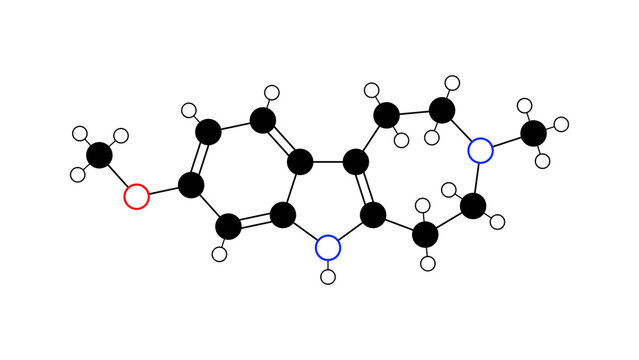 tabernanthalog molecule, structural chemical formula, ball-and-stick model, isolated image non-hallucinogenic psychoplastogen