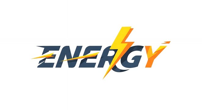 Professional Energy Logo Typography with Vibrant Yellow Lightning Bolt Graphic Design for Power Concepts