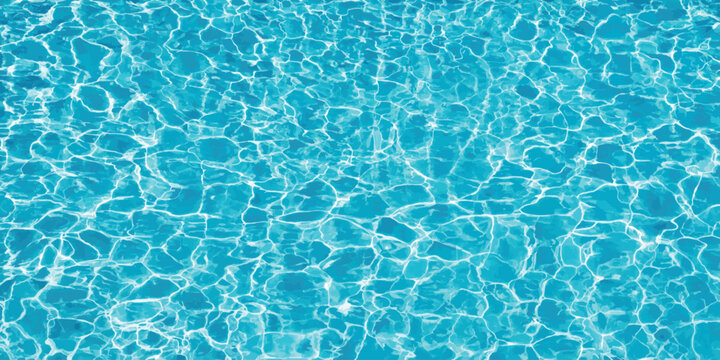 Sparkling light blue swimming pool water texture with swimming sunlight reflection abstract background refreshing relaxation transparent poolside