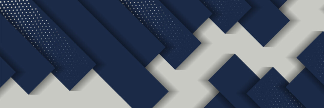 Abstract geometric background with overlapping dark blue rectangles and drop shadows on a modern minimalist grey surface, vector ilustration