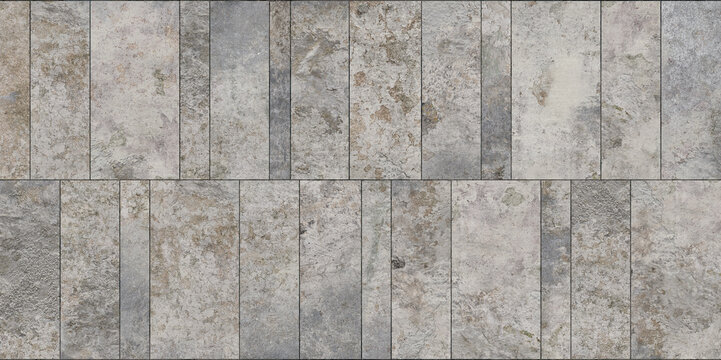 Weathered stone tile texture, gray marble wall cladding background, rustic limestone masonry surface for architectural 3D rendering and interior design