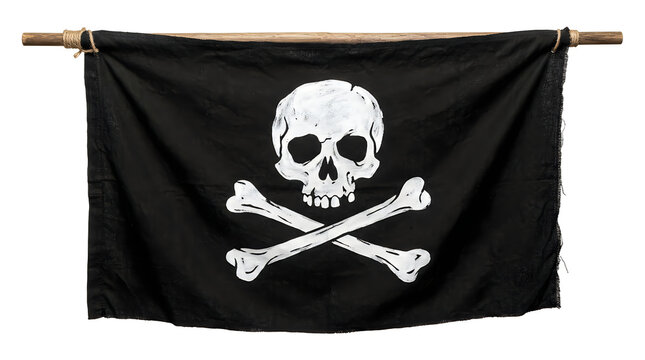 Black pirate flag with skull and crossbones