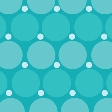 Turquoise Geometric Circle Seamless Pattern, Teal Polka Dot Background